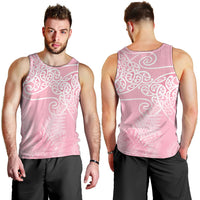 Aotearoa Maori Koru Curves Men Tank Top Silver Ferns - Rose Pink