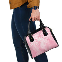 Aotearoa Maori Koru Curves Shoulder Handbag Silver Ferns - Rose Pink