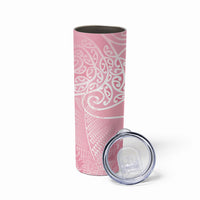 Aotearoa Maori Koru Curves Skinny Tumbler Silver Ferns - Rose Pink