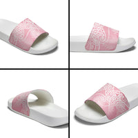 Aotearoa Maori Koru Curves Slide Sandals Silver Ferns - Rose Pink