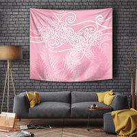 Aotearoa Maori Koru Curves Tapestry Silver Ferns - Rose Pink