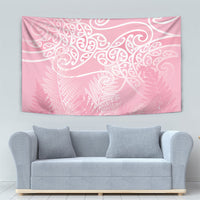 Aotearoa Maori Koru Curves Tapestry Silver Ferns - Rose Pink