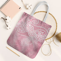 Aotearoa Maori Koru Curves Tote Bag Silver Ferns - Rose Pink