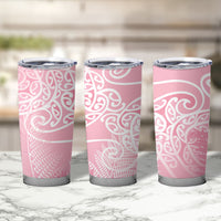 Aotearoa Maori Koru Curves Tumbler Cup Silver Ferns - Rose Pink