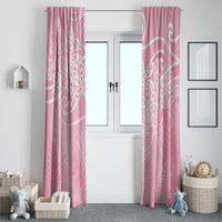 Aotearoa Maori Koru Curves Window Curtain Silver Ferns - Rose Pink