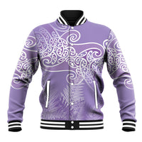 Aotearoa Maori Koru Curves Baseball Jacket Silver Ferns - Amethyst