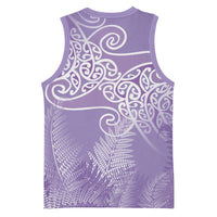 Aotearoa Maori Koru Curves Basketball Jersey Silver Ferns - Amethyst