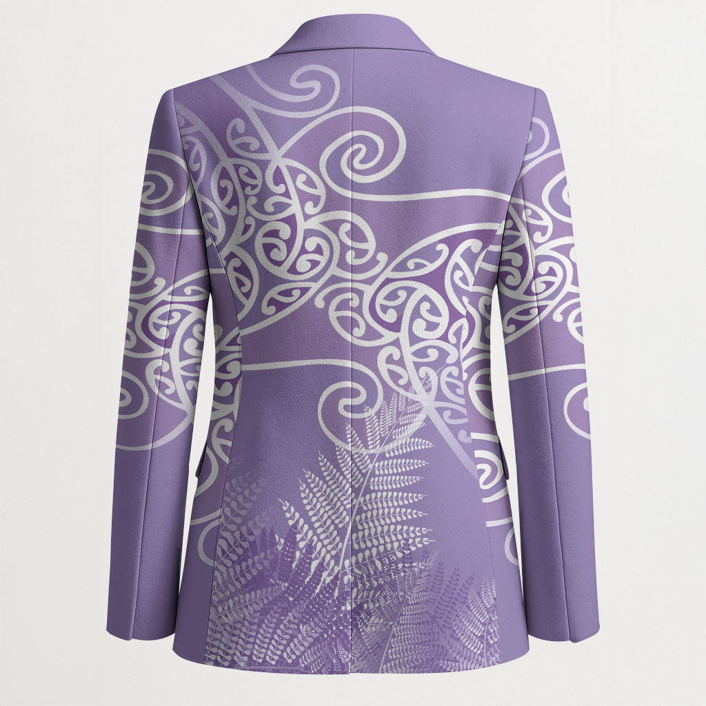 Aotearoa Maori Koru Curves Blazer Silver Ferns - Amethyst