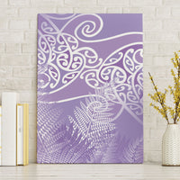 Aotearoa Maori Koru Curves Canvas Wall Art Silver Ferns - Amethyst