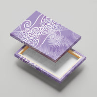 Aotearoa Maori Koru Curves Canvas Wall Art Silver Ferns - Amethyst