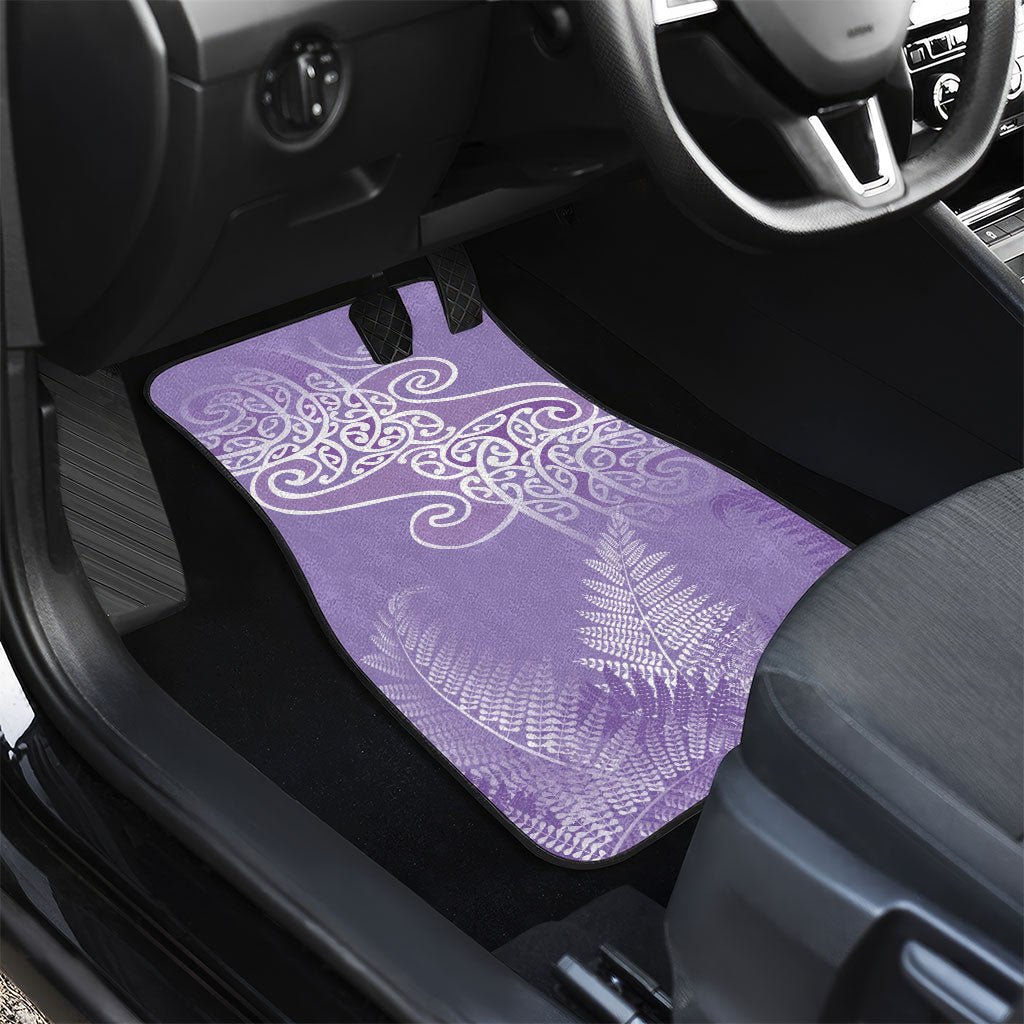 Aotearoa Maori Koru Curves Car Mats Silver Ferns - Amethyst