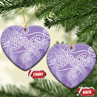 Aotearoa Maori Koru Curves Ceramic Ornament Silver Ferns - Amethyst