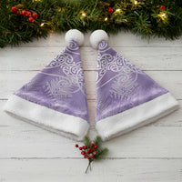 Aotearoa Maori Koru Curves Christmas Santa Hat Silver Ferns - Amethyst LT7 - Polynesian Pride