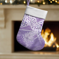 Aotearoa Maori Koru Curves Christmas Stocking Silver Ferns - Amethyst