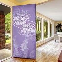 Aotearoa Maori Koru Curves Door Cover Silver Ferns - Amethyst