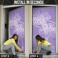 Aotearoa Maori Koru Curves Door Cover Silver Ferns - Amethyst