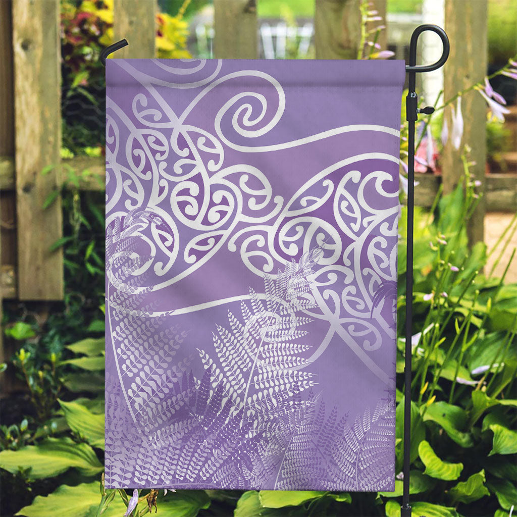Aotearoa Maori Koru Curves Garden Flag Silver Ferns - Amethyst