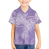 Aotearoa Maori Koru Curves Hawaiian Shirt Silver Ferns - Amethyst