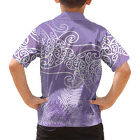 Aotearoa Maori Koru Curves Hawaiian Shirt Silver Ferns - Amethyst