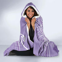 Aotearoa Maori Koru Curves Hooded Blanket Silver Ferns - Amethyst