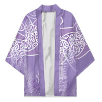 Aotearoa Maori Koru Curves Kimono Silver Ferns - Amethyst
