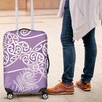 Aotearoa Maori Koru Curves Luggage Cover Silver Ferns - Amethyst