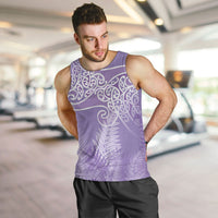 Aotearoa Maori Koru Curves Men Tank Top Silver Ferns - Amethyst