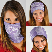 Aotearoa Maori Koru Curves Neck Gaiter Silver Ferns - Amethyst