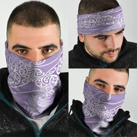 Aotearoa Maori Koru Curves Neck Gaiter Silver Ferns - Amethyst
