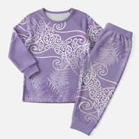 Aotearoa Maori Koru Curves Christmas Pajama Set Silver Ferns - Amethyst LT7 Men Purple - Polynesian Pride