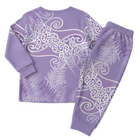 Aotearoa Maori Koru Curves Christmas Pajama Set Silver Ferns - Amethyst LT7 - Polynesian Pride