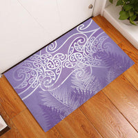 Aotearoa Maori Koru Curves Rubber Doormat Silver Ferns - Amethyst