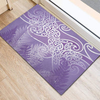 Aotearoa Maori Koru Curves Rubber Doormat Silver Ferns - Amethyst