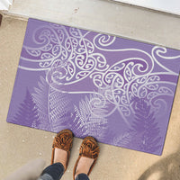 Aotearoa Maori Koru Curves Rubber Doormat Silver Ferns - Amethyst