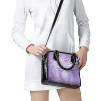 Aotearoa Maori Koru Curves Shoulder Handbag Silver Ferns - Amethyst