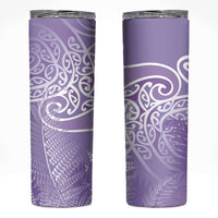Aotearoa Maori Koru Curves Skinny Tumbler Silver Ferns - Amethyst