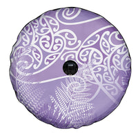 Aotearoa Maori Koru Curves Spare Tire Cover Silver Ferns - Amethyst