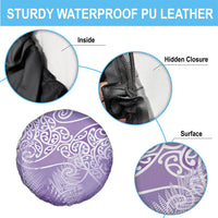 Aotearoa Maori Koru Curves Spare Tire Cover Silver Ferns - Amethyst