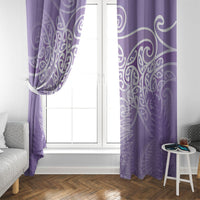 Aotearoa Maori Koru Curves Window Curtain Silver Ferns - Amethyst