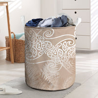 Aotearoa Maori Koru Curves Laundry Basket Silver Ferns - Mocha