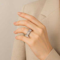 Aotearoa Maori Koru Curves Classic Ring Silver Ferns - Mocha