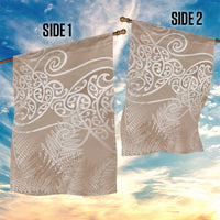 Aotearoa Maori Koru Curves Garden Flag Silver Ferns - Mocha