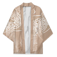 Aotearoa Maori Koru Curves Kimono Silver Ferns - Mocha