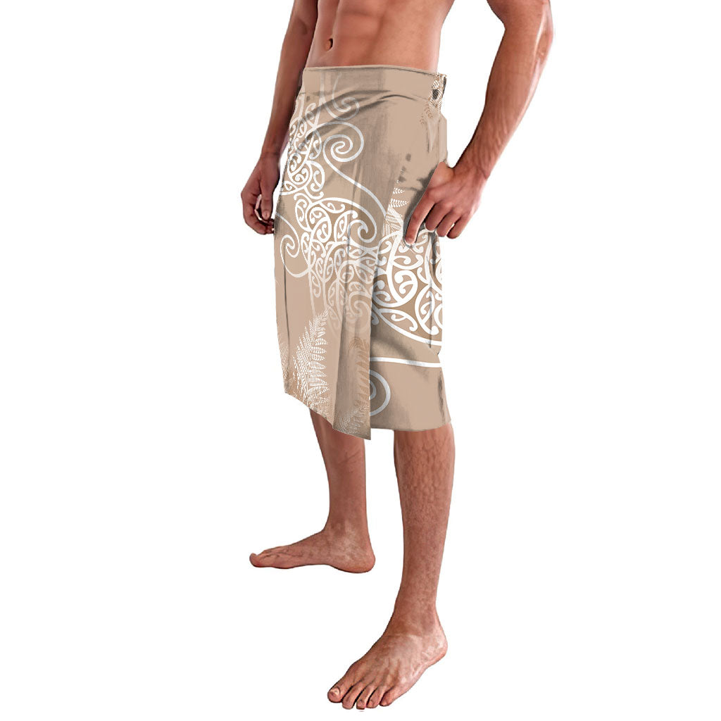 Aotearoa Maori Koru Curves Lavalava Silver Ferns - Mocha