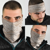 Aotearoa Maori Koru Curves Neck Gaiter Silver Ferns - Mocha