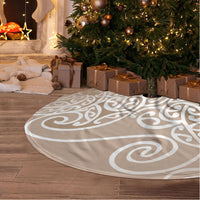 Aotearoa Maori Koru Curves Tree Skirt Silver Ferns - Mocha