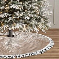 Aotearoa Maori Koru Curves Tree Skirt Silver Ferns - Mocha