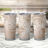 Aotearoa Maori Koru Curves Tumbler Cup Silver Ferns - Mocha