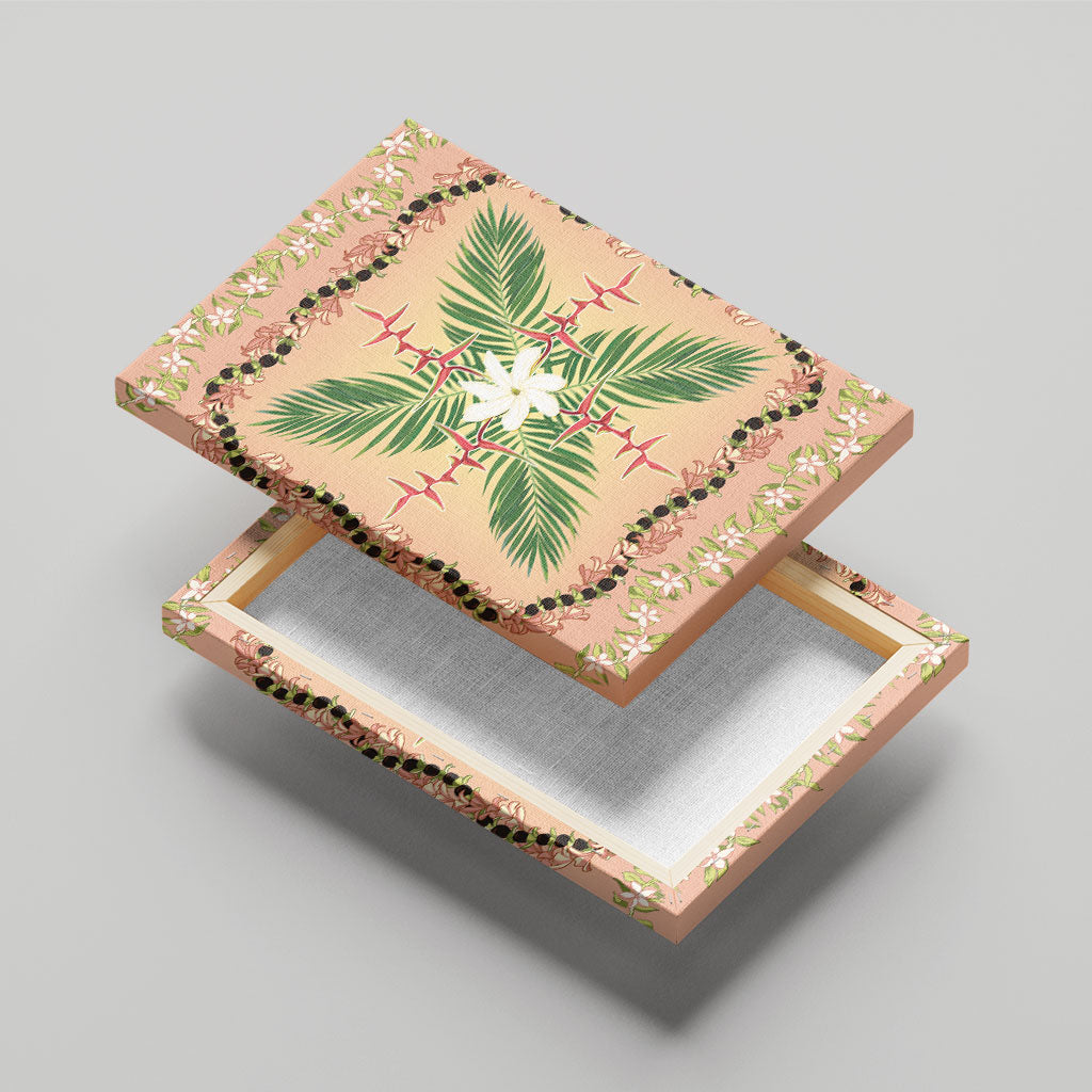 Hawaii Quilt Inspired Collection Aloha Flowers Canvas Wall Art Maile - Kukui Nut Lei