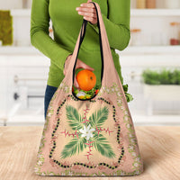 Hawaii Quilt Inspired Collection Aloha Flowers Grocery Bag Maile - Kukui Nut Lei